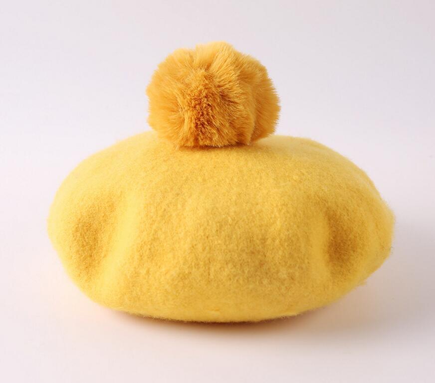 Rabbit Fur Ball Wool Woolen Cloth Sky Blue Beret Painter Hat d8d46b33 bf1e 4e7d afe9 9810f97a4660