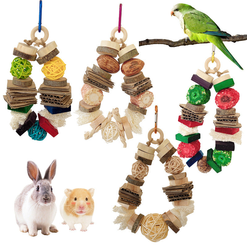 Colorful Wooden Hanging String Rabbit Hamster Molar Vine Bal Parrot Toys d8f12401 984b 45c6 8b3f d6c3356da63d
