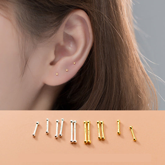 S999 Pure Silver Stud Earrings 4 Pairs Set Of Double-ended d8fb5761 fb33 48b9 9798 06a3014c0231