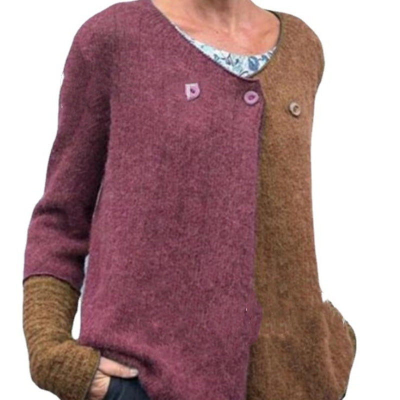 Women's Small Top Contrast Color Casual Knitted Top d8fd4e39 788f 432b b1e2 220aa8417738