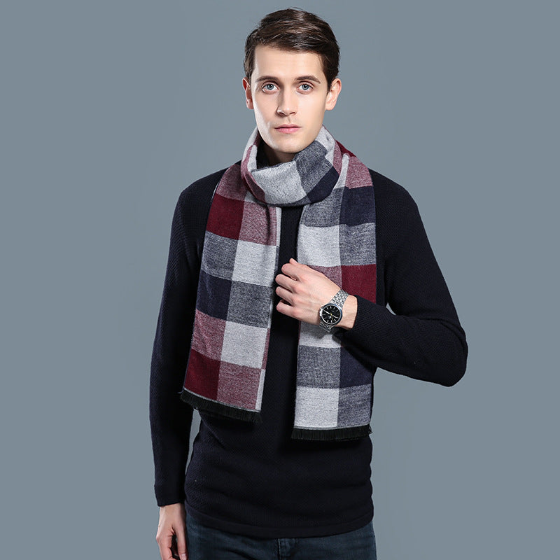 Simple Plaid Warm Keeping Artificial Cashmere Scarf d931af51 10a5 4008 86f2 2a9aac723ea9
