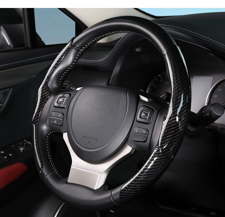 Car Carbon Fiber Pattern Glossy Car Steering Wheel Cover d94cf398 7191 4d53 98ef d1425b36f7ab