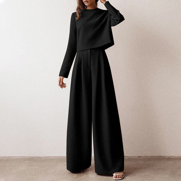 Brown Fashionable Korean Style Long Sleeve Pure Color Cotton Two-piece Set d97d393f 39ba 461c 914a 21d83032a733