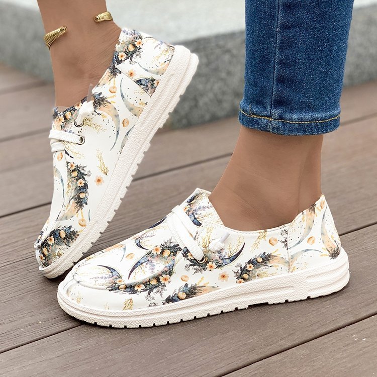 Flat Printed Canvas Shoes Comfortable Round Toe Fashion Casual Women's Shoes d97fce32 1829 4b09 9bcd c075812e07f3