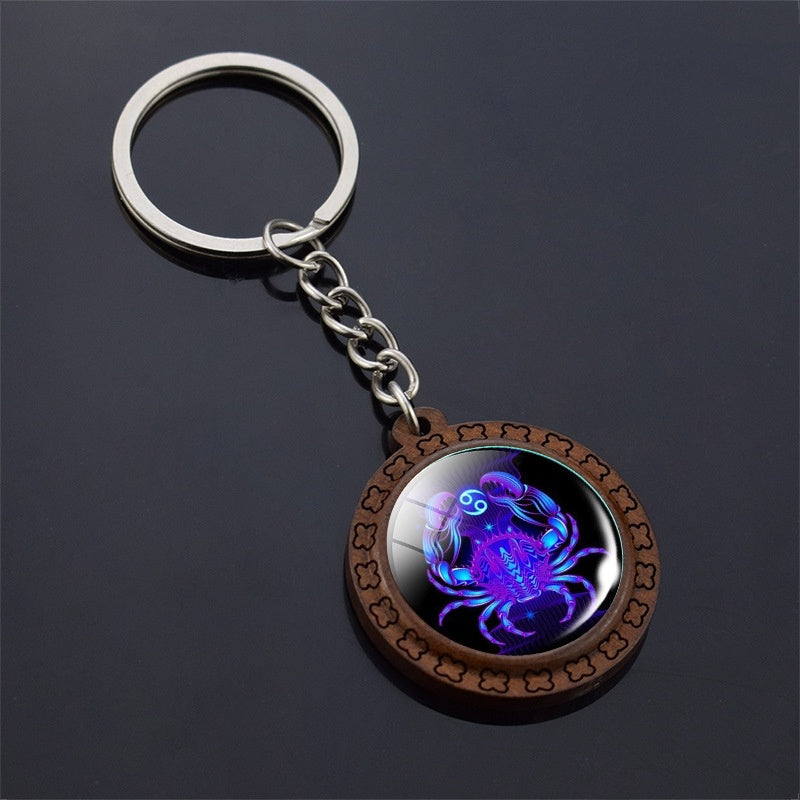 Constellation Keychain Wood Carved Time Gem Pendant d981265e 0128 4632 856b f5ab7eeca5c7