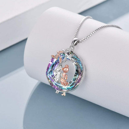 Women's Round Branch Long Hair Sisters Pendant Necklace d98dcf79 eedb 4bbe b031 3c071fe278ef