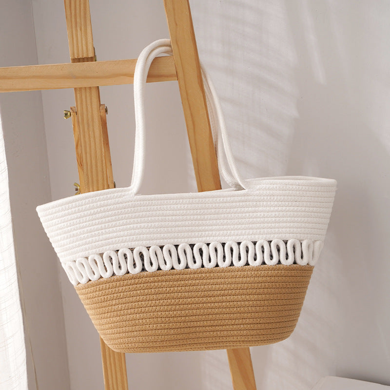 Woven One Shoulder Large Capacity Tote Beach Bag d99b1698 bee6 4220 bbe0 e1af1e116372 7cb50e58 c542 4708 ac8a 4bfb8ca3ac29