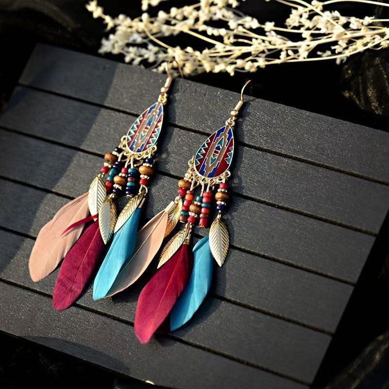 Bohemian Long Feather Earrings Handmade d99bb8ce 23cf 4afa 8a94 6c4432f85b11