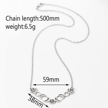 Five Pointed Star Sun Moon Necklace Multi Month Hollow Stainless Steel Pendant d9a623cb aa00 4748 aa13 e761f477d472