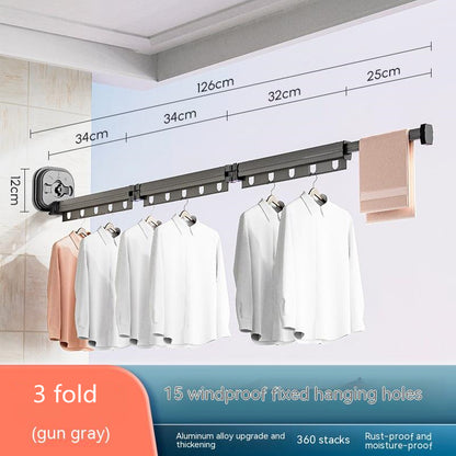 Suction Cup Folding Clothes Hanger Indoor Home Balcony Aluminum Retractable Drying Rack No Punching Folding Clothes Hanger d9