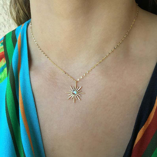Boho Synthetic Opal Necklace Gold Sun God d9b377a0 b887 43ac a60f 091d42c72940