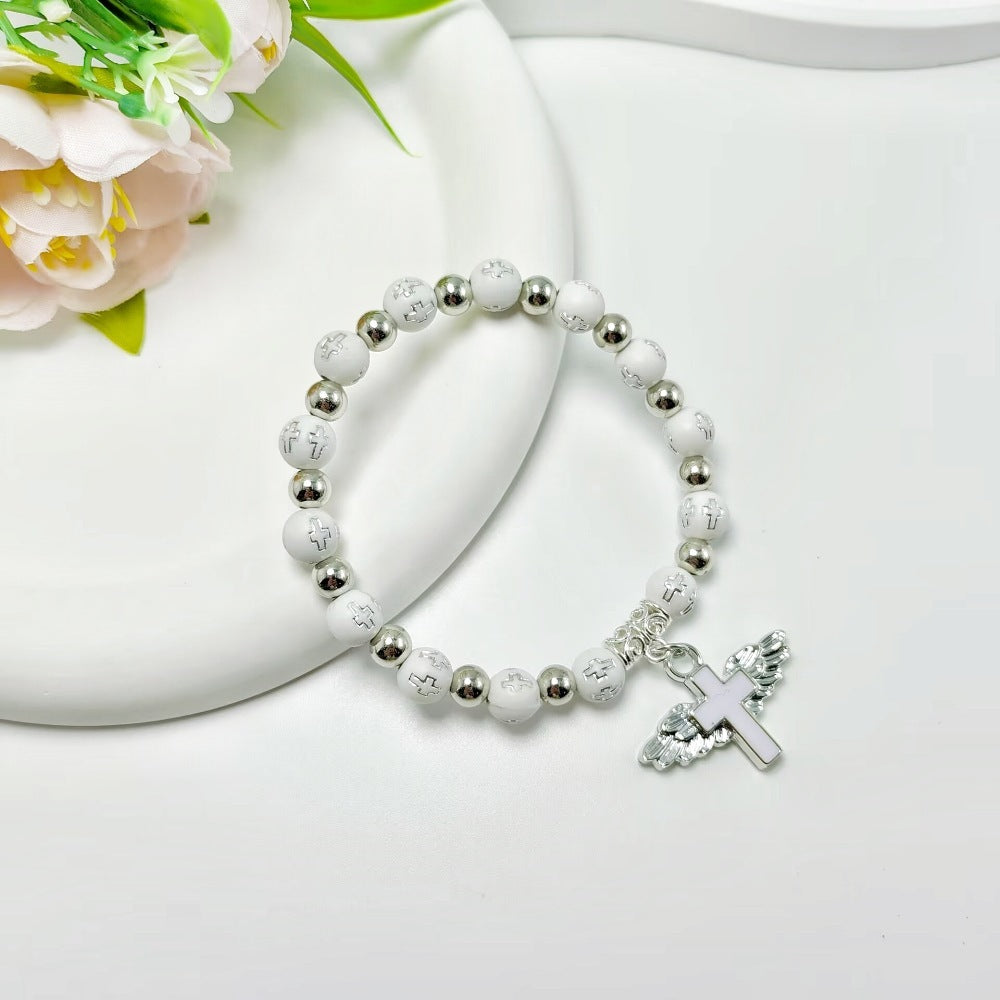 Rosary Bracelet Bronzing Acrylic Cross Bead Bracelet d9b62c89 26b4 4dc6 ba71 c149f18a8631