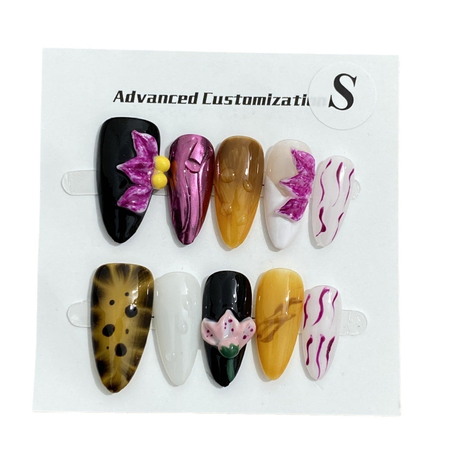 Three-dimensional Carved White High-grade Mid-length Manicure Wear Nail d9b6771f b767 4589 83ba 87308f44b69d