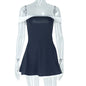 Women's Black And White Patchwork Summer Dress Y2K Trend Slash Neck Backless Sweet Girl Chic Ruched Mini Bodycon Streetwear d