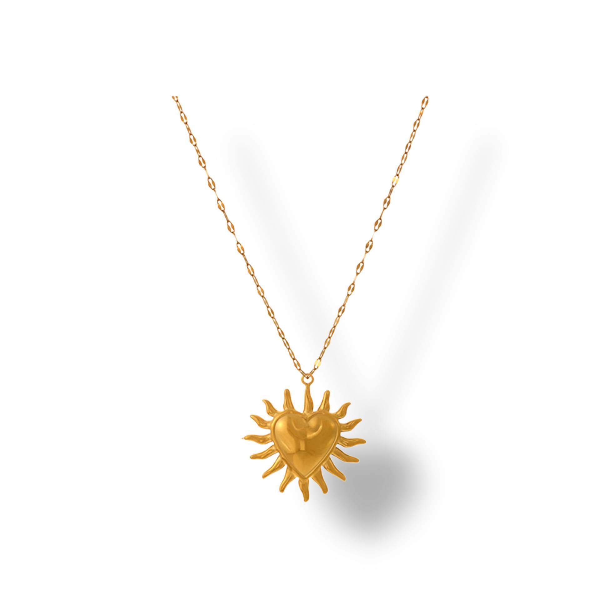 18K Gold Fire SUNFLOWER Love Pendant Necklace - HD Wireless Product #5