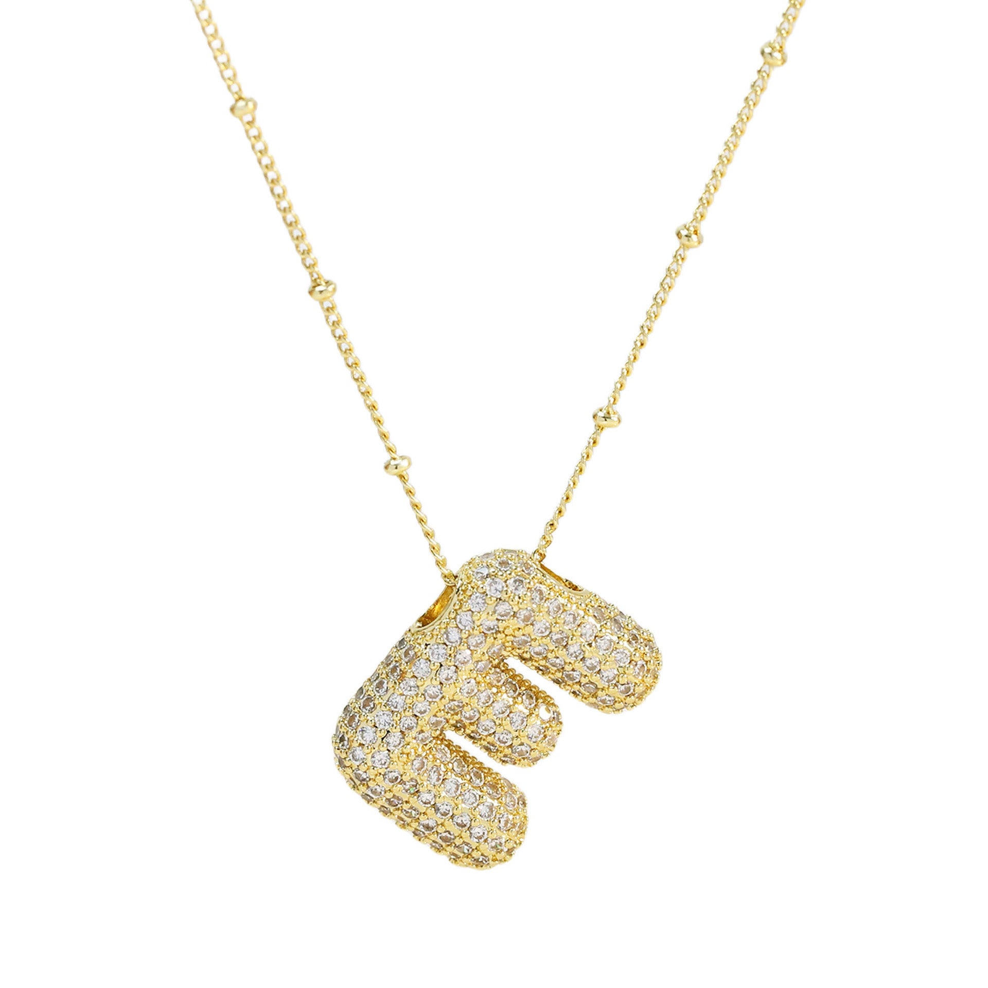 Brass Zircon Bubble Balloon Letter Pendant Necklace For Women d9f2600f 4f75 4c4d 85b2 173ffbc6486c