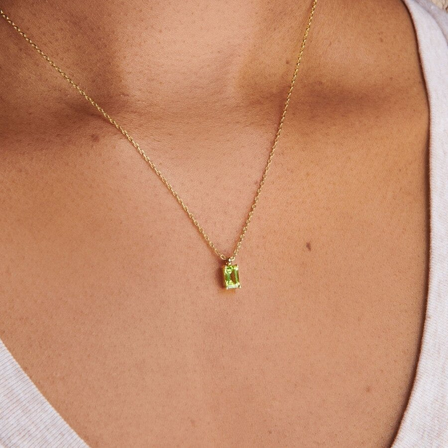 Rectangular 12month Birthday Stone Pendant Colorful Zircon Clavicle Chain d9fd3392 1e91 4c21 828f bab1d8b2aa66