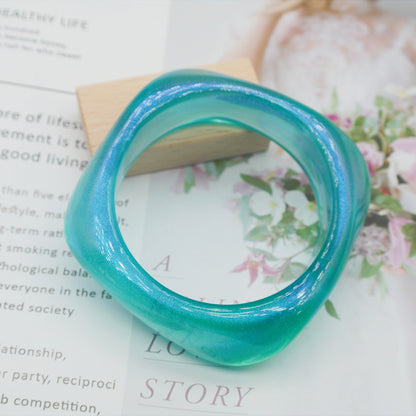 Marbling Acrylic Bracelet Shaped Irregular Square da16496d 3e76 41fa a9bc 8f4f462169a1