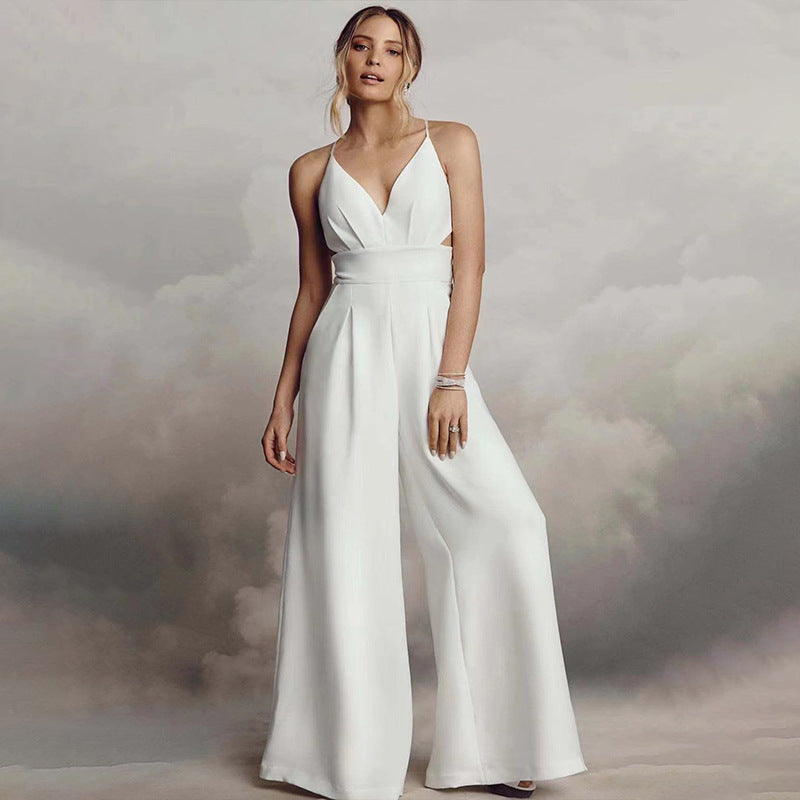 Sleeveless V-neck Brace Skinny Sheath Backless Jumpsuit da1d161a 3e85 448d bd22 1d2a0795f785