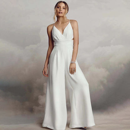 Sleeveless V-neck Brace Skinny Sheath Backless Jumpsuit da1d161a 3e85 448d bd22 1d2a0795f785