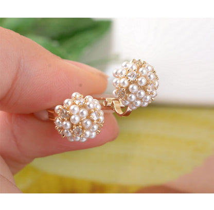 Non-piercing Pearl Rice Ball Ear Studs