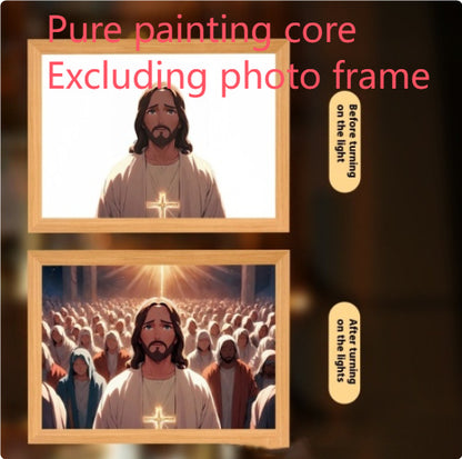 Jesus LED Light Painting Home Decoration Light Painting Photo Frame Led Night Light Room Decor Christmas Gifts Moon Lamp da32