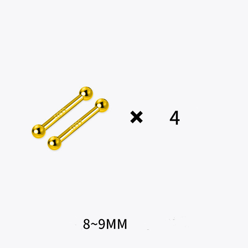 S999 Pure Silver Stud Earrings 4 Pairs Set Of Double-ended da570e7d 501a 4a0a bbe4 9d40261717b1