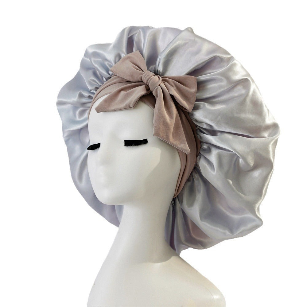 Satin Ribbon Round Bow Elastic Nightcap da608b29 c88d 451f bcce 51a7320015d2
