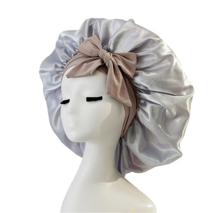 Satin Ribbon Round Bow Elastic Nightcap da608b29 c88d 451f bcce 51a7320015d2
