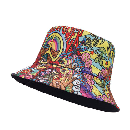 Graffiti Double-sided Bucket Hat Female Party Hip Hop Bucket Hat dac8e9f6 59f8 4f47 a732 cd44919d707c