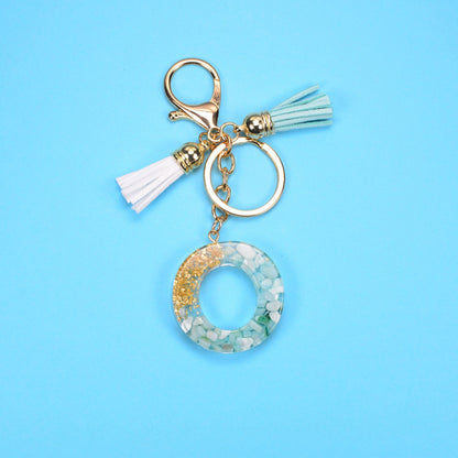 English Alphabet Keychain Tassel Pendant Stone Gold Foil Resin Key daefa954 1646 411d 9de5 a50a0a65e956
