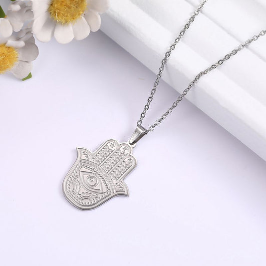 Vintage Palm Evil Eye Necklace Stainless Steel Pendant db0f37e0 5f6d 4a67 92b5 1bcdb800a0f6