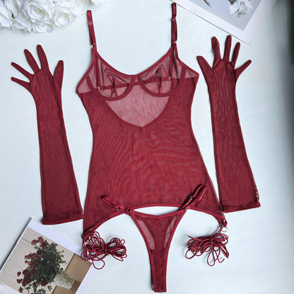 Sexy Seduction Mesh Tied Dress Outer Bra Set db1bca79 ddef 4568 94d2 48d3139fd242