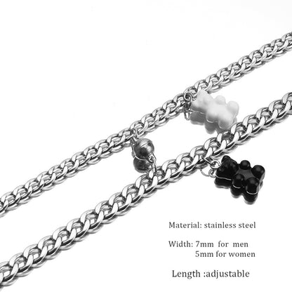 Black And White Bear Stainless Steel Magnet Attract Bracelet db43442e d3e1 4869 91bc 5b32b3e9f996