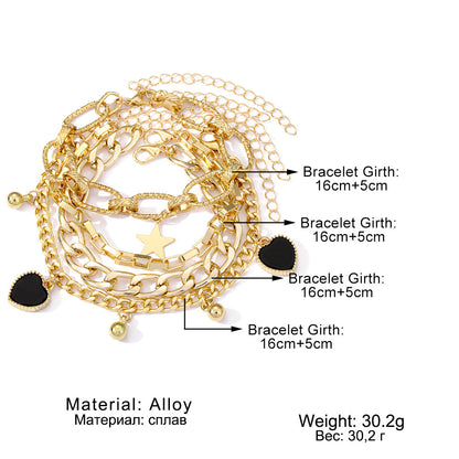 Black Peach Heart Bracelet Retro Simple Multi-layer db46feac 107e 4e67 9b7d 8971dd99afa4