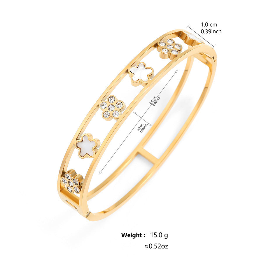 Fashion Multi-Diamond Five-leaf Flower Bracelet Female Niche db6e5877 ae73 441a 85c2 e71560bd6d05