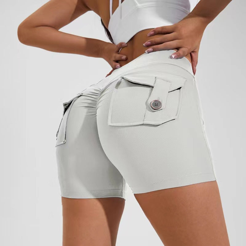 High Waist Hip Lifting Shorts With Pockets Quick Dry Yoga Fitness Sports Pants Summer Women Clothes db845111 5330 4769 bb29 3