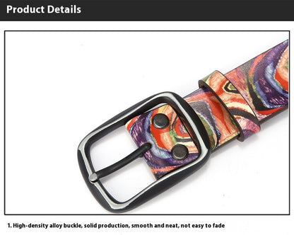 Pure Cowhide Printed Rainbow Graffiti Leather Decorative Belt db86a85a dc8c 4ee9 98d1 16c46c3a82fb