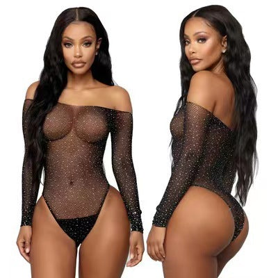 Women's Rhinestone Bikini Underwear Mesh Bodysuit db873553 aa32 4a99 8ebc 6513b3b20904