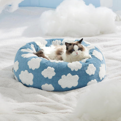 Lesure Cat Beds For Indoor Cats - Round Cat Bed Donut Small Dog Bed Calming Pet Beds, Cute Modern Beds With Jacquard Shaggy P