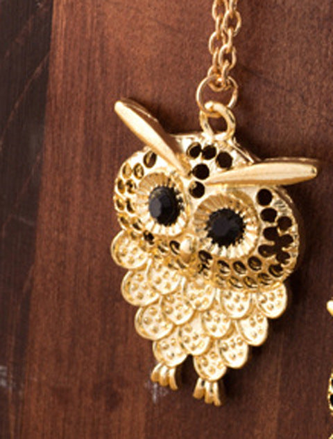 Necklace Personalized Fashion Retro Three-color Owl Alloy Necklace New Women's Exquisite Sweater Chain db996c32 2b4e 40ab ab7