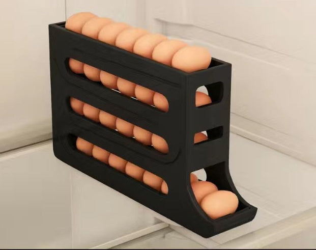 Refrigerator 4-Layer Automatic Egg Roller Sliding Egg Tray Refrigerator Side Door Large Capacity Holder Egg Storage Box Kitch