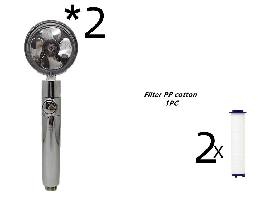 Propeller Driven Shower Head With Stop Button And Cotton Filter Turbocharged High Pressure Handheld Shower Nozzle dba79dbd 8b