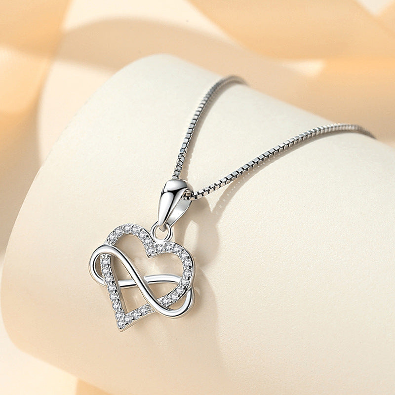 S925 Sterling Silver Pendant Heart Of Eternity Ins Collar Chain dbaf1d5c 58be 42f7 b1df 897851463e94
