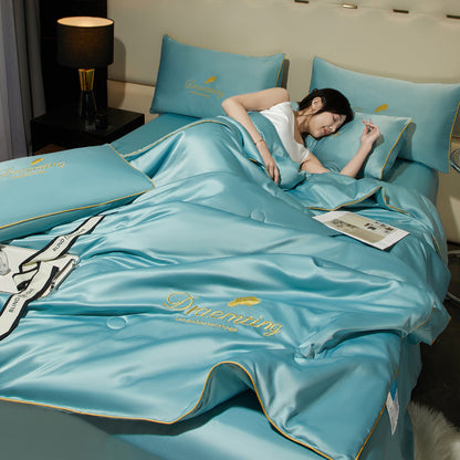 Modern Simple Washed Silk Airable Cover Ice Silk Printing And Dyeing Embroidery dbb605f5 87b8 40c1 bc96 46413451c745