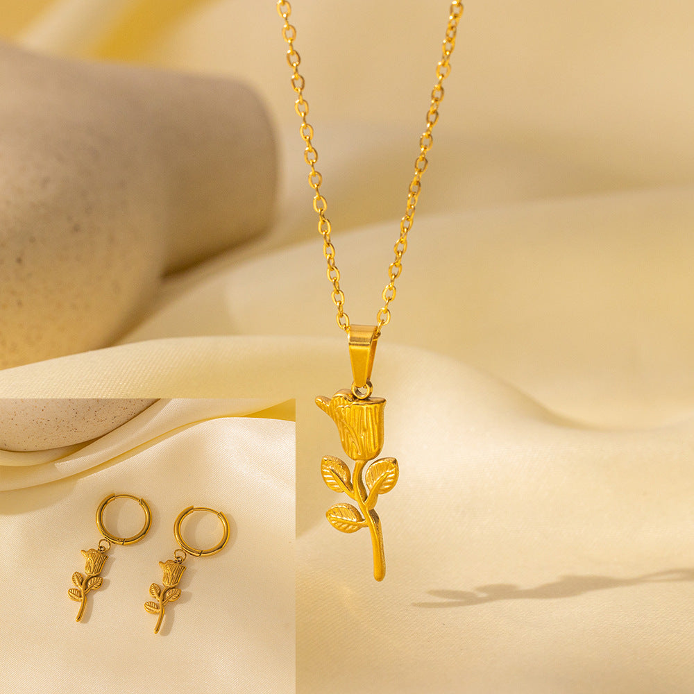 Stainless Steel Necklace Earrings Women's Jewelry Suit dbb70826 d66f 490e abda 9a81a8c3eabb