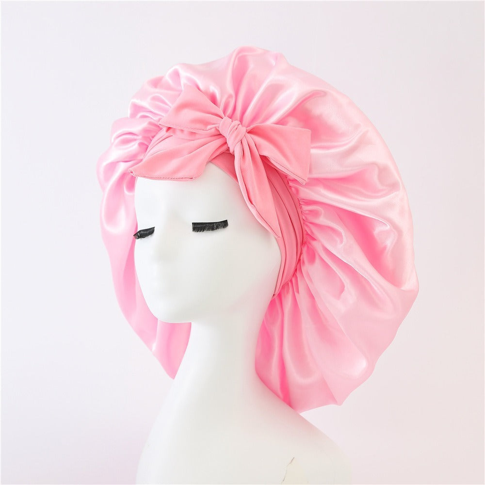 Satin Ribbon Round Bow Elastic Nightcap dbbbe0d4 d0b5 40a2 a6f7 2a1b4afe59ea