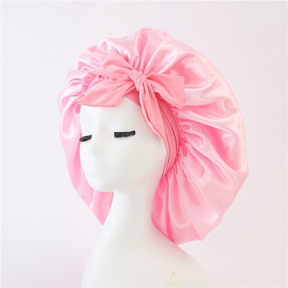 Satin Ribbon Round Bow Elastic Nightcap dbbbe0d4 d0b5 40a2 a6f7 2a1b4afe59ea