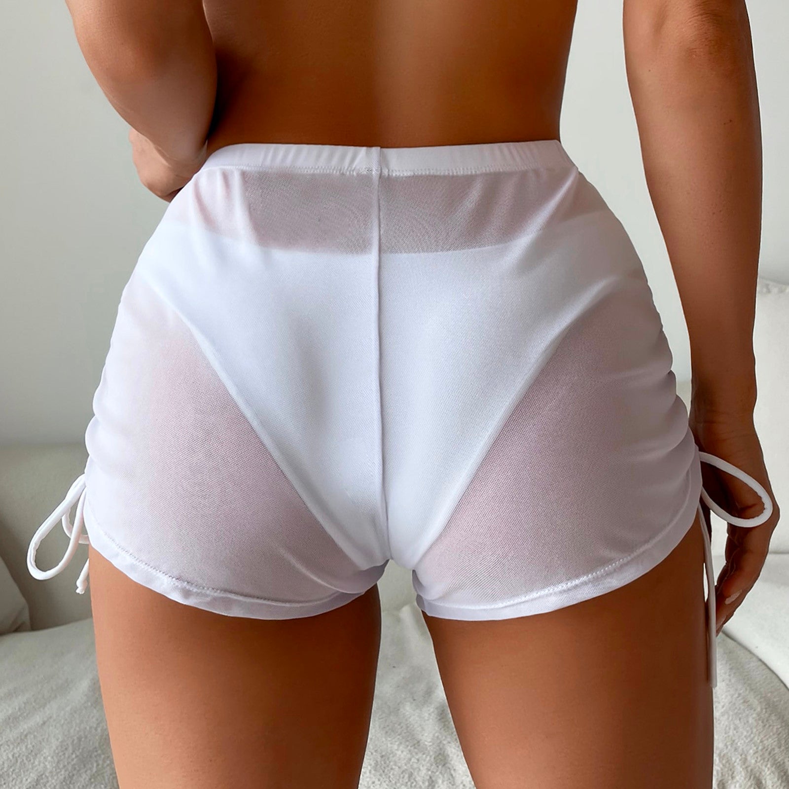 DWomen Side Drawstring Mesh Cover Up Shorts Perspective Beach dbc2861f 0ade 4db6 839c 0d6c1661366d