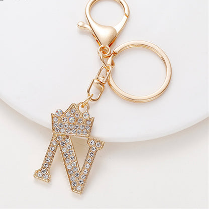 Metal Diamond-encrusted 26 English Crown Alphabet Keychain dbc6e2be 6e0e 45a3 a586 9559ba2901cc